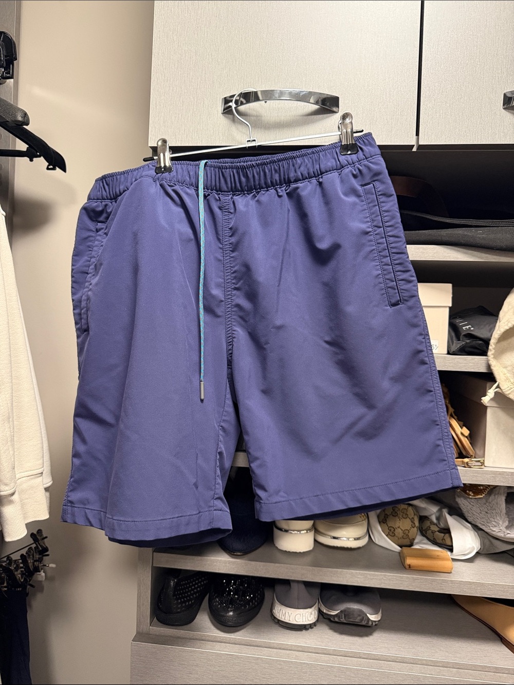 Peter Millar Men's Athletic Shorts in Navy with Teal Drawstring